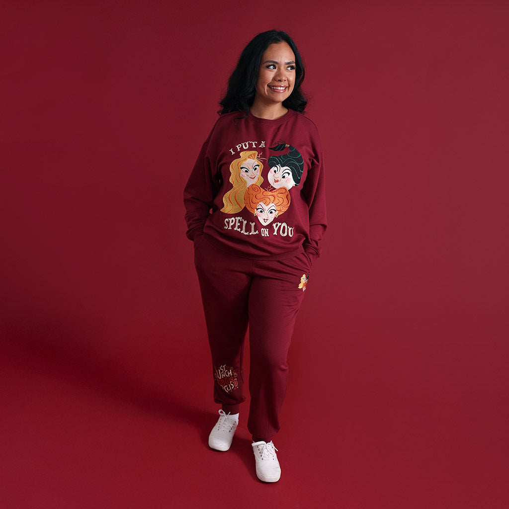 Disney Sanderson Sisters Women's Fleece Graphic Sweatshirt Jogger Set