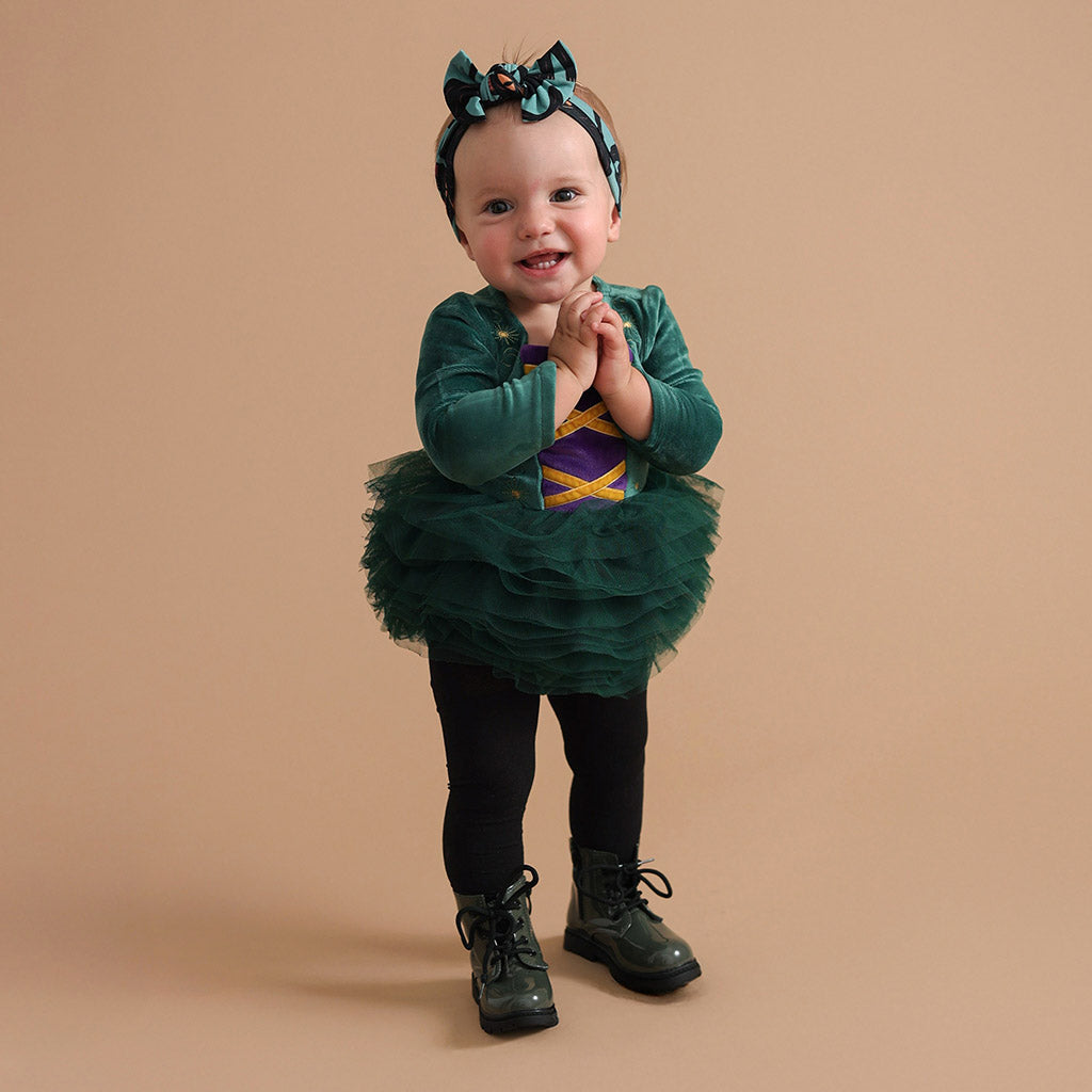 Disney Hocus Pocus Winifred Velour Tulle Bodysuit Dress