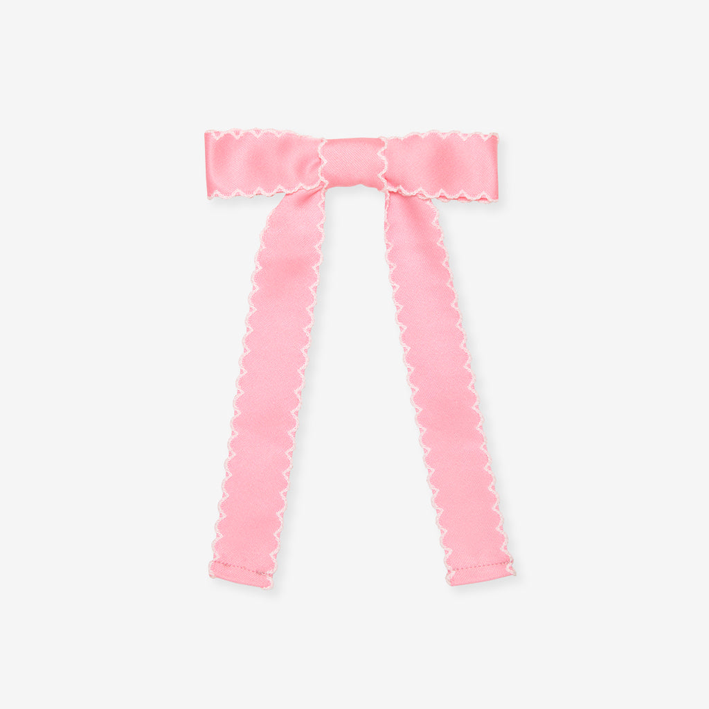 Harriet Pink Scallop Ribbon Bow Clip