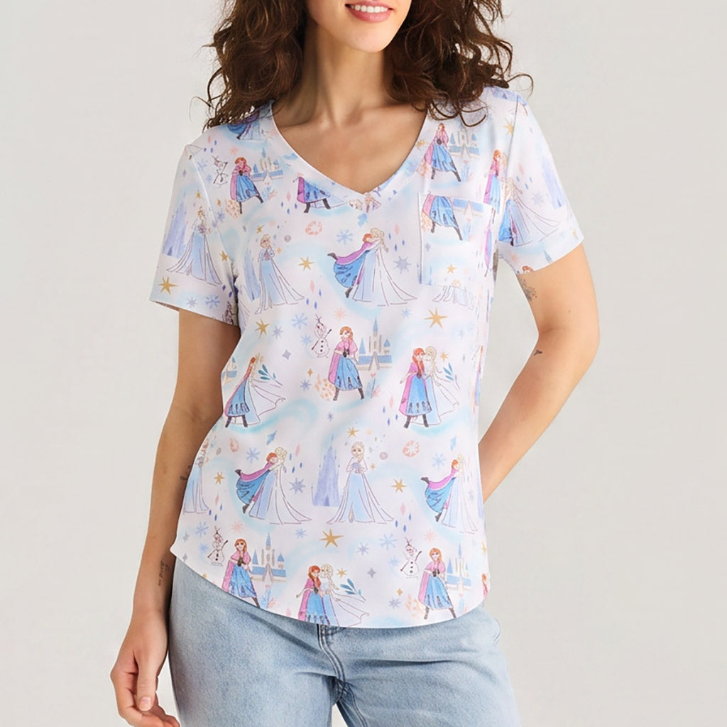 Disney Elsa & Anna Women's V-Neck Tee