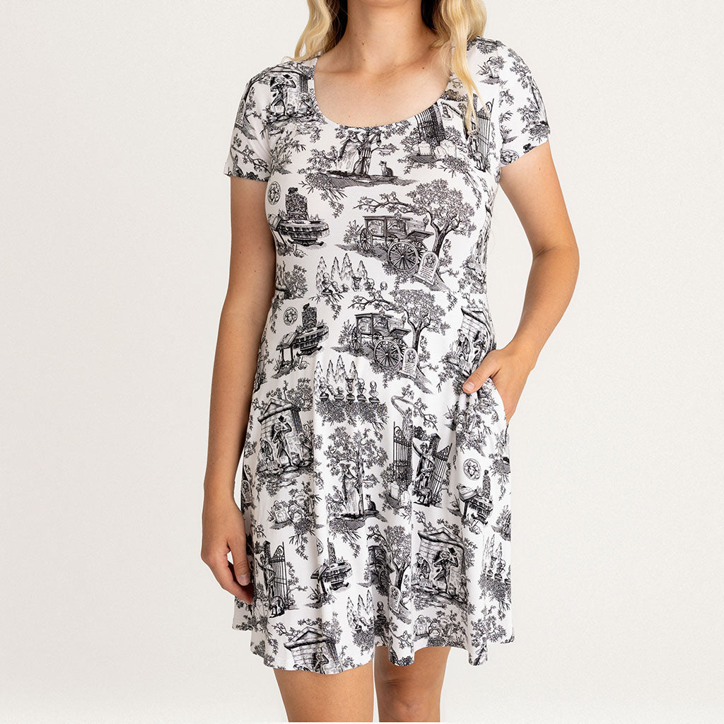 Disney The Haunted Mansion Toile Women's Scoop Short Dress