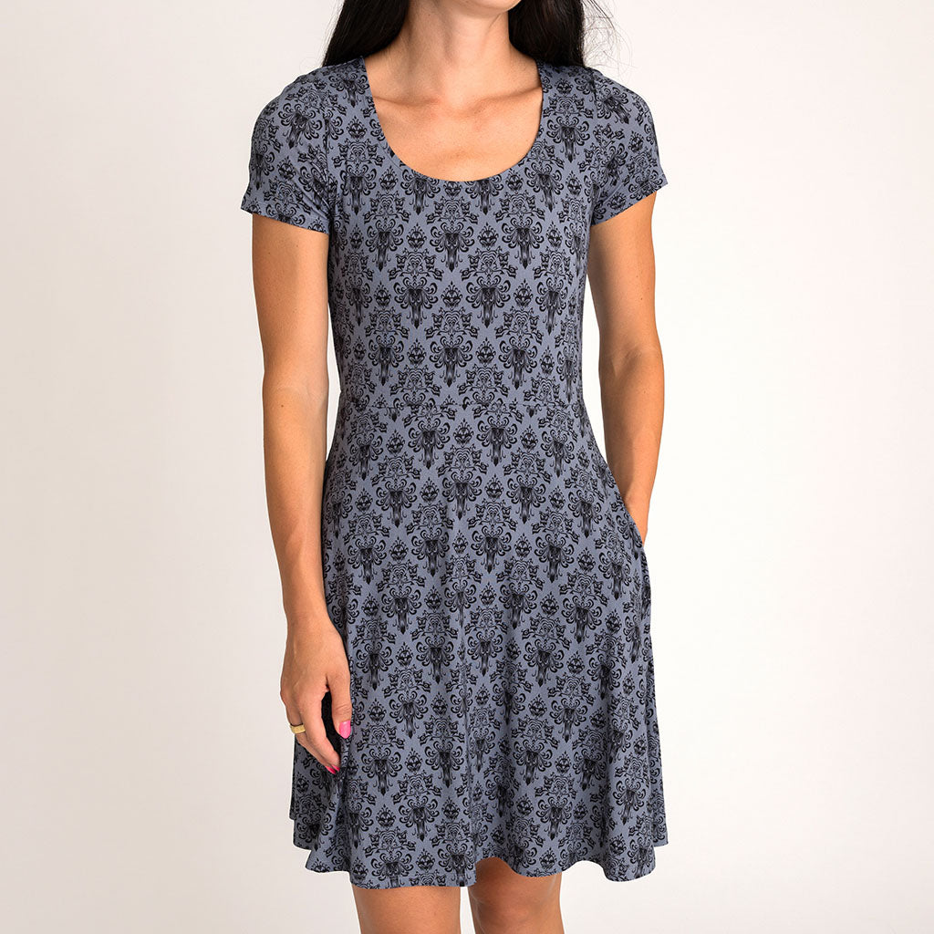 Disney The Haunted Mansion Wallpaper Women's Scoop Short Dress