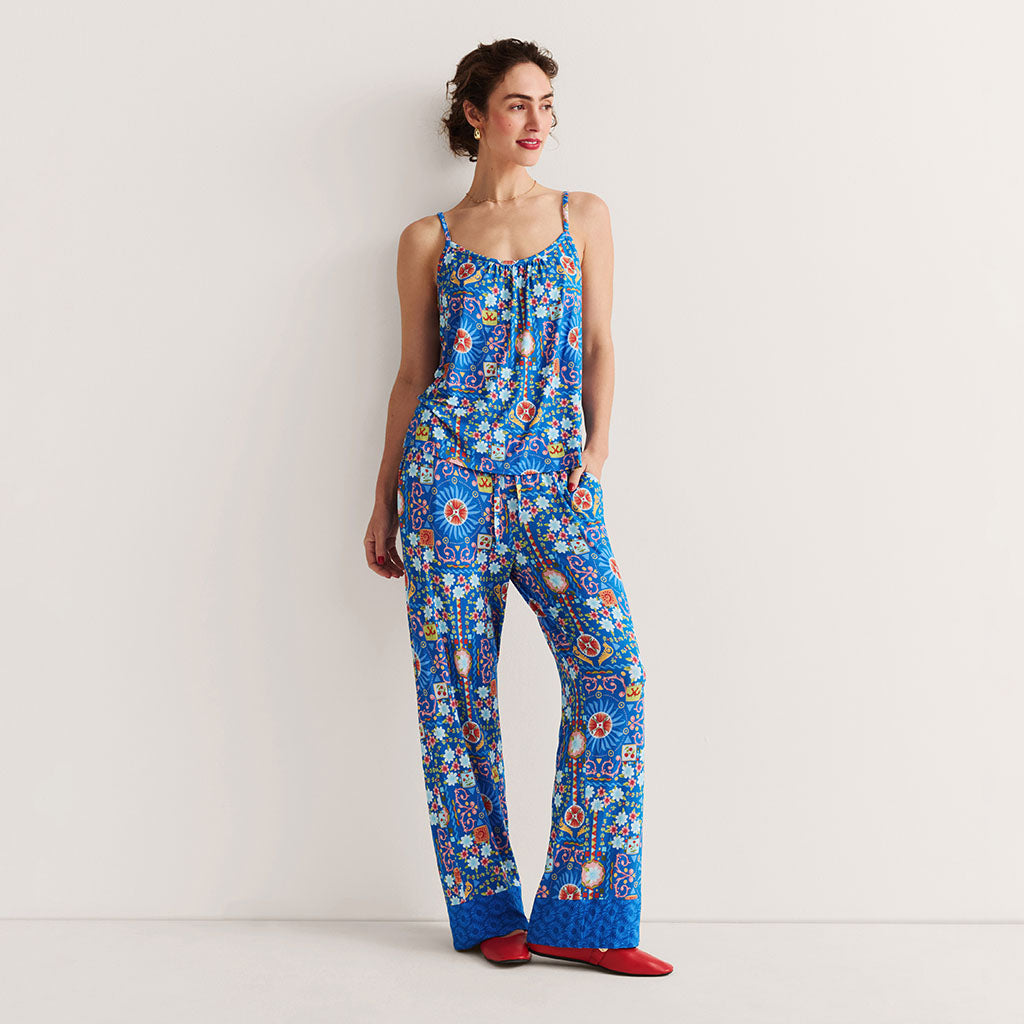 Carretto Women's Swing Tank Border Hem Pant Set