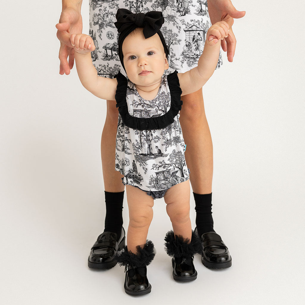 Disney The Haunted Mansion Toile Flowy Ruffled Top Bummie Set