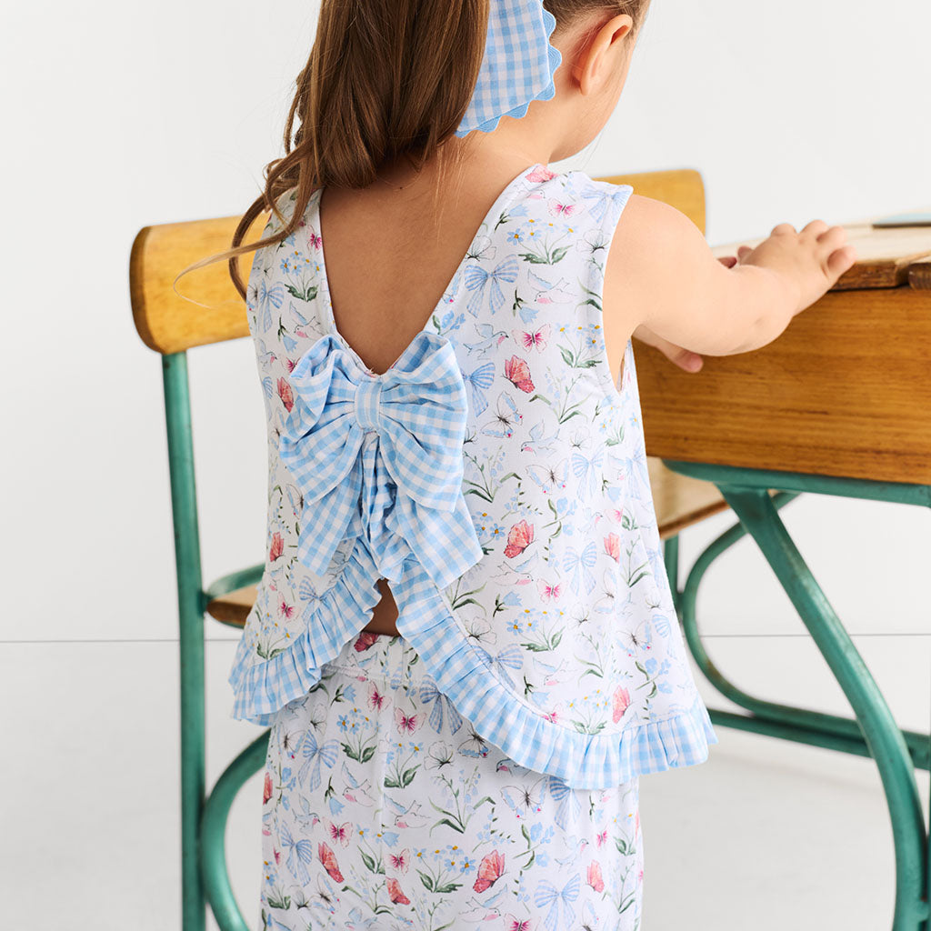 Gail Ruffled Bow Back Tank Pant Set
