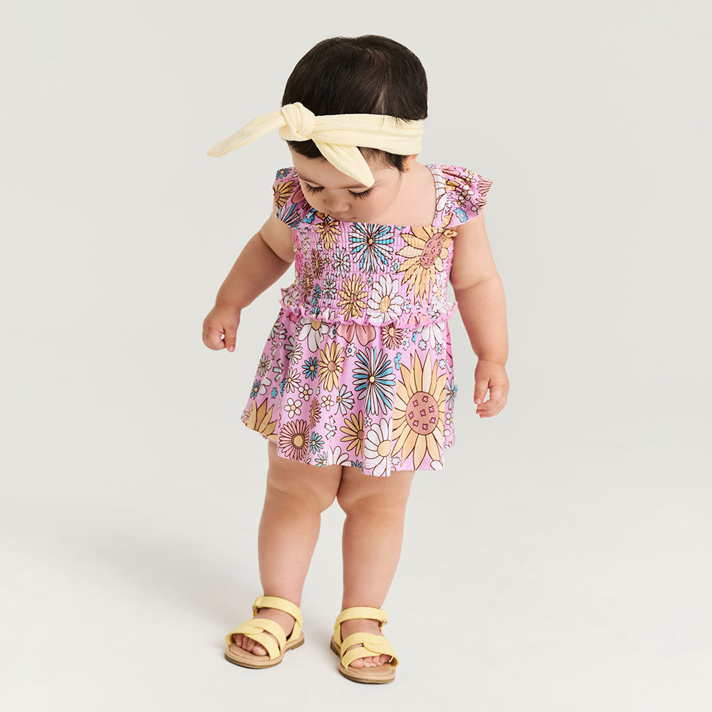 Presley Pink Smocked Babydoll Bummie Set