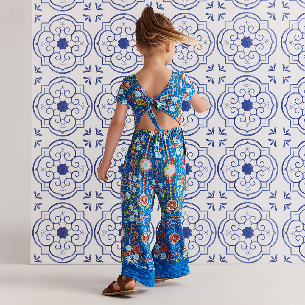 Carretto Tie Back Border Hem Jumpsuit
