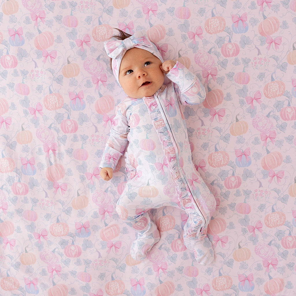 Posh Pumpkins Footie Ruffled Zippered One Piece