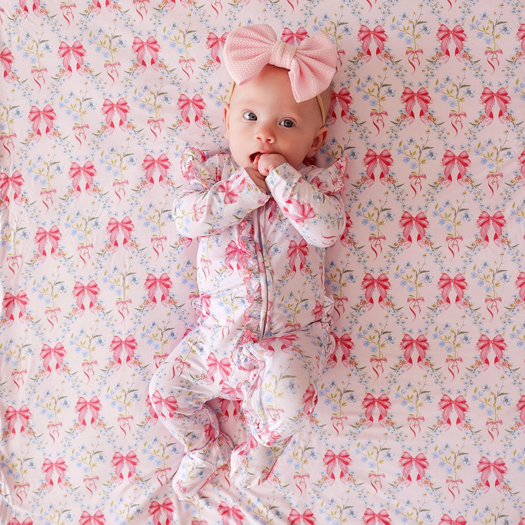 Harriet Picot Footie Ruffled Zippered One Piece