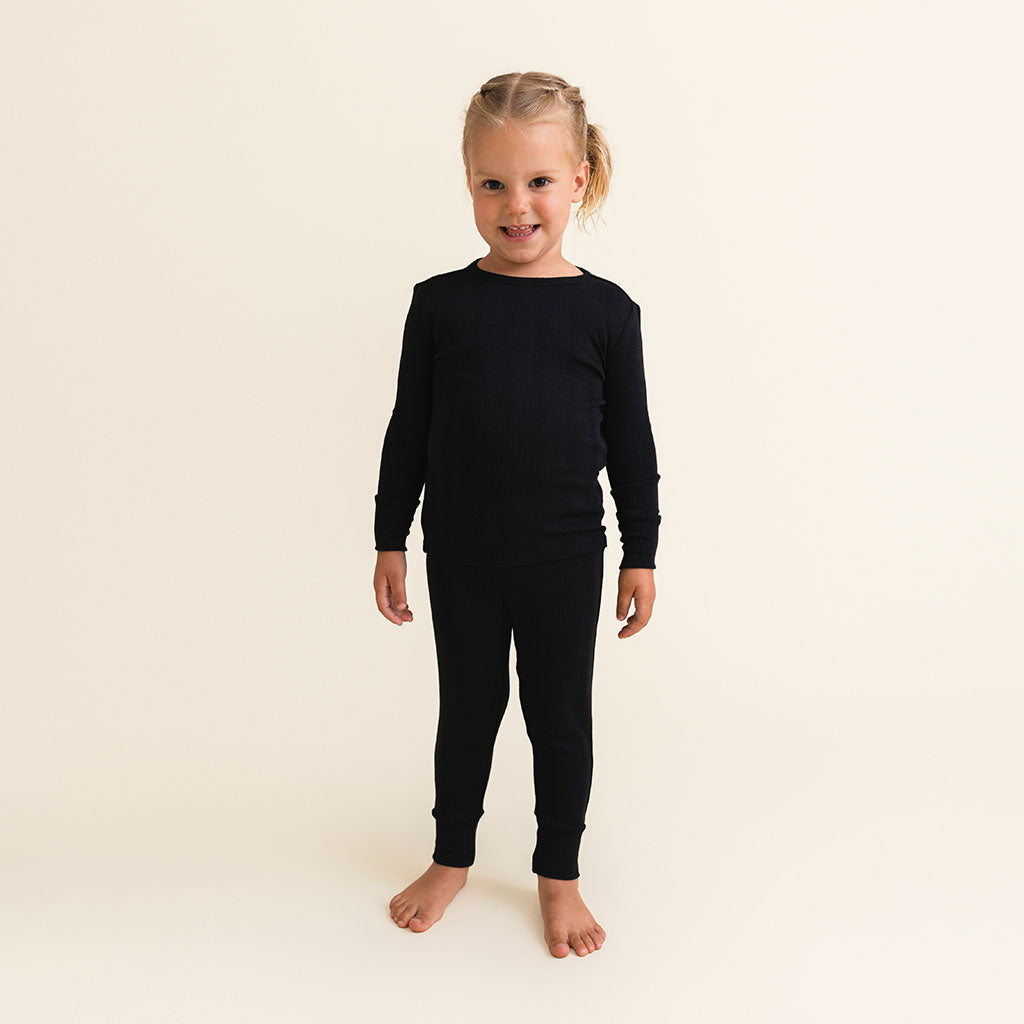 Black Pointelle Pajama Set