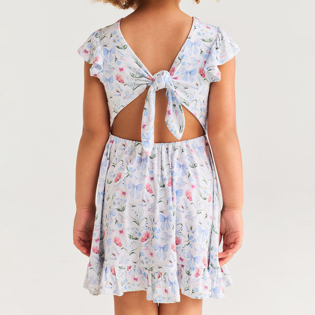 Gail Tie Back Ruffled Twirl Dress