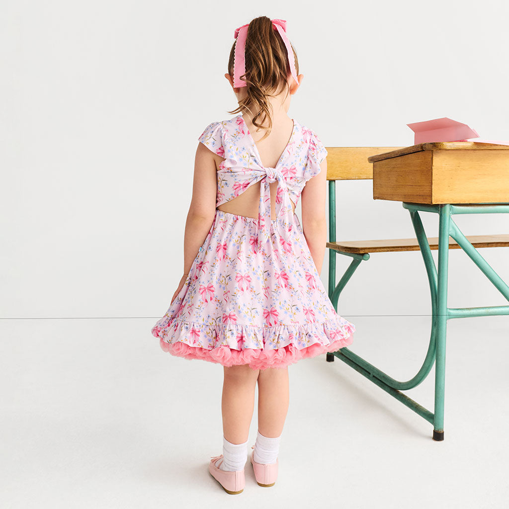 Harriet Tie Back Ruffled Twirl Dress