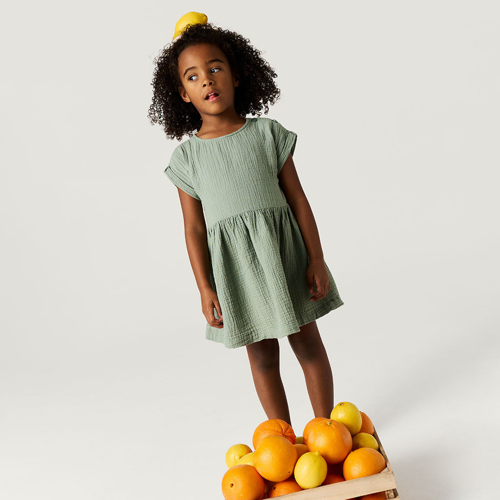 Soft Jade Cotton Crinkle Dress