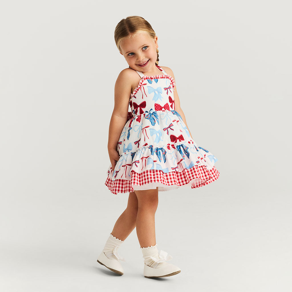 Martha Bamboo Challis Ruffled Bow Petticoat Dress