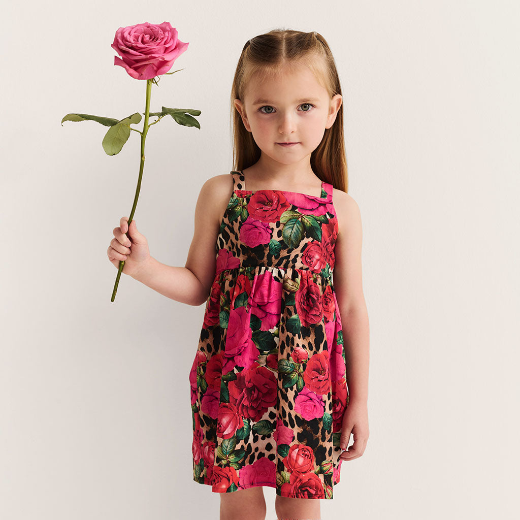 Wild Roses Bamboo Challis Tie Back Dress