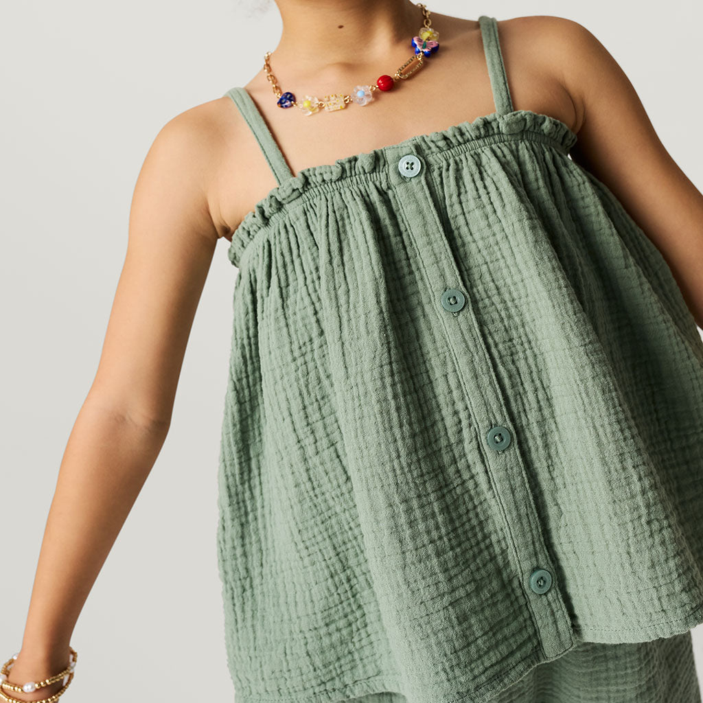 Soft Jade Cotton Crinkle Cami